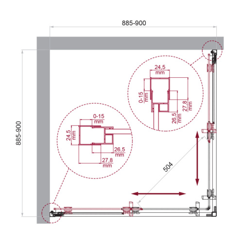 Душевой уголок BelBagno LUCE LUCE-A-2-90-P-Cr 90х90 стекло рифленое профиль хром глянцевый без поддона - фото 2