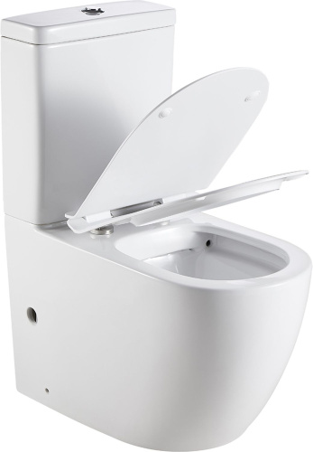 Чаша унитаза напольная Logan 00261949 цвет белый с сиденьем микролифт без бачка безободковая каскадный смыв - фото 4