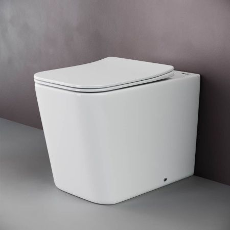 Унитаз приставной Ceramica Nova CUBIC CN1809 белый с сиденьем микролифт безободковый душевой смыв