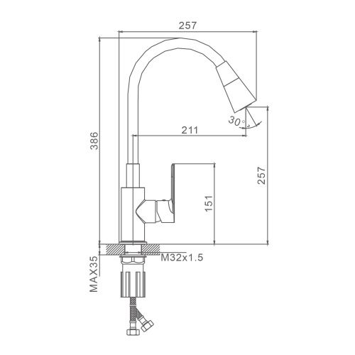 Смеситель для кухни Splenka S05 S05.43 на мойку хром - фото 3