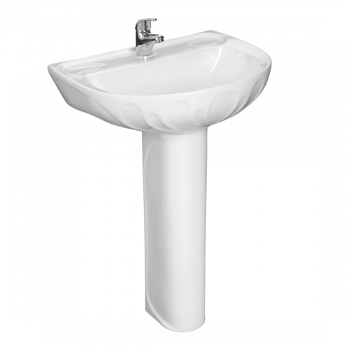 Раковина из сантехнического фарфора Santeri Лотос 131106S0010B0 50х58 подвесная цвет белый 1 отверстие под смеситель - фото 3