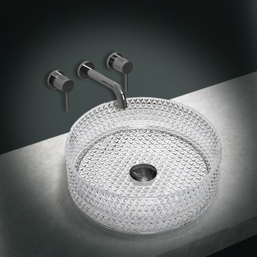 Раковина стеклянная Vincea VBS-5GL01 40х40 накладная цвет прозрачный без отверстий под смеситель