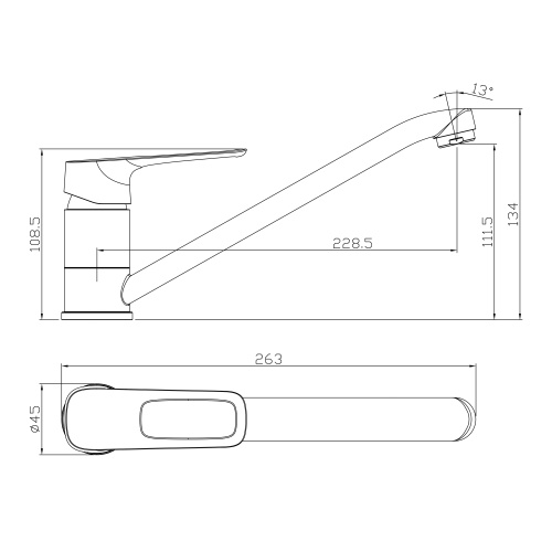 Смеситель для кухни Rossinka RS46 RS46-21 на мойку хром - фото 2