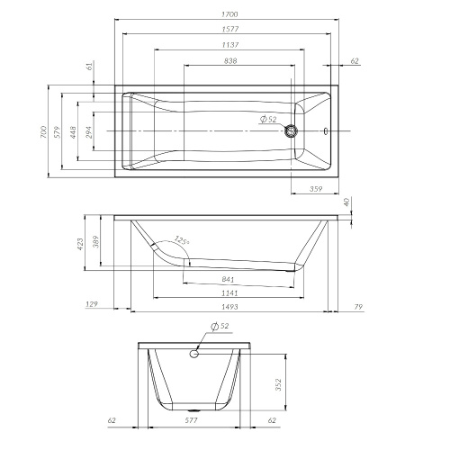 Каркас для ванны Am.Pm Gem W93A-170-070W-R - фото 2