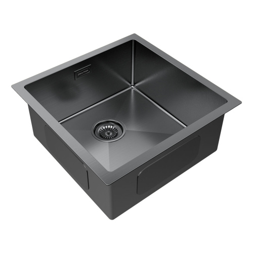 Кухонная мойка Paulmark GERBERG 44 UNI PM214444-GM 39х39 цвет вороненая сталь - фото 2