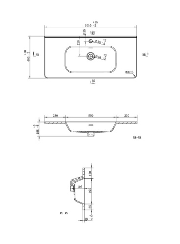Раковина керамическая Uperwood Monica RMonica100wg 101х46 полувстраиваемая цвет белый - фото 2