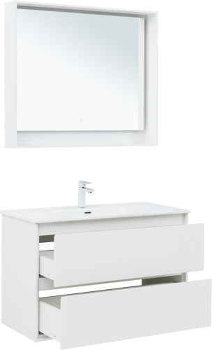 Тумба под раковину Aquanet Милан 00336370 100х45х64 подвесная цвет белый - фото 5