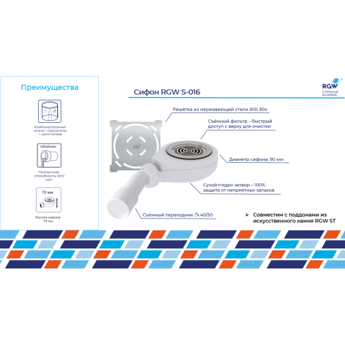 Сифон для душевого поддона RGW 50241600-01 - фото 3