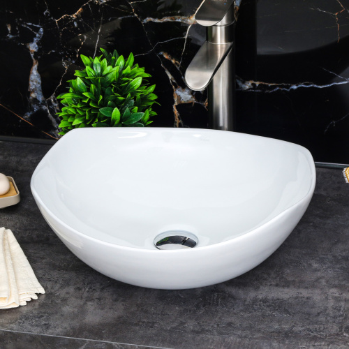 Раковина из сантехнического фарфора Melana 320329-805 41х38 накладная цвет белый без отверстий под смеситель - фото 3