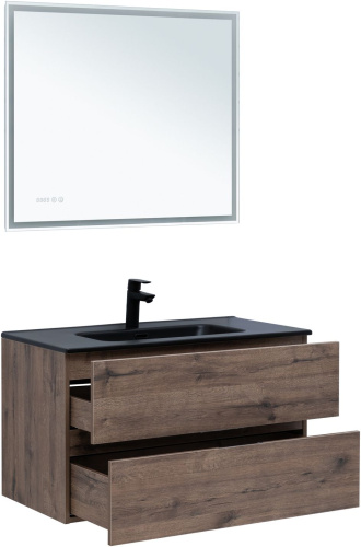 Тумба под раковину Aquanet Алвита New 00334187 90х46х51 подвесная цвет коричневый - фото 4