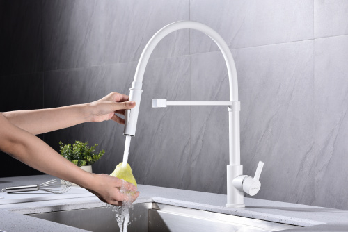 Смеситель для кухни Paulmark HALT Ha214021-WH на раковину белый матовый - фото 5