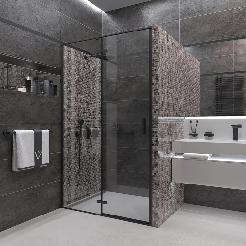 Душевая дверь Veconi Vianno VN73B-100-01-C4 100х195 стекло прозрачное профиль черный