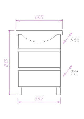 Тумба под раковину Onika Элита 106121 57х31х68 напольная - фото 3