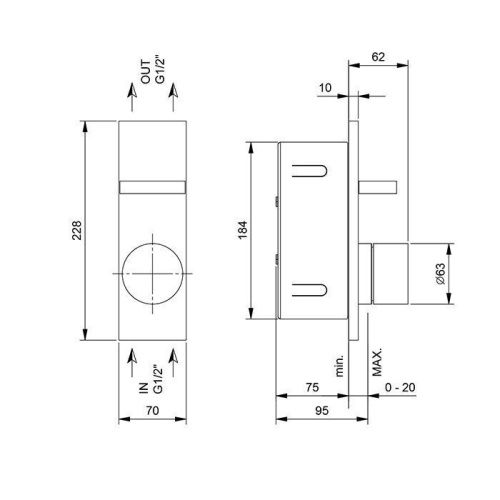 Смеситель для душа Fantini AK/25 48P5T085B встраиваемый в стену черный (внешняя часть) - фото 2