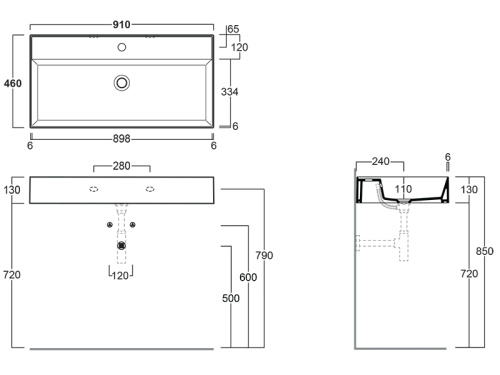 Раковина из санфаянса Simas AG 91 bia 91х46 подвесная цвет белый - фото 3