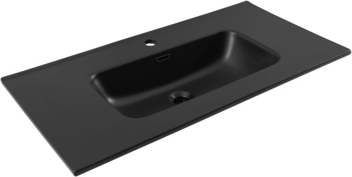Раковина керамическая Aquanet Flat 00329256 91х47 полувстраиваемая цвет черный 1 отверстие под смеситель - фото 4