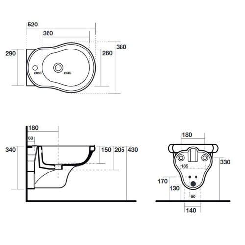 Биде Kerasan Retro 102601*1 подвесное - фото 2