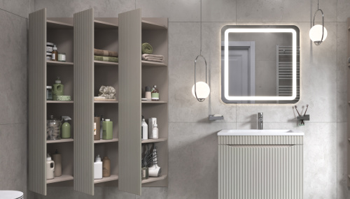 Пенал Velvex Alba 39х33х151 287 тирамису подвесной цвет глиняный серый - фото 3