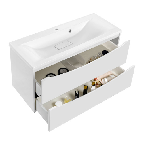 Тумба под раковину Vincea Mia VMC-2MA900GW 89х50х44 подвесная цвет серый - фото 5