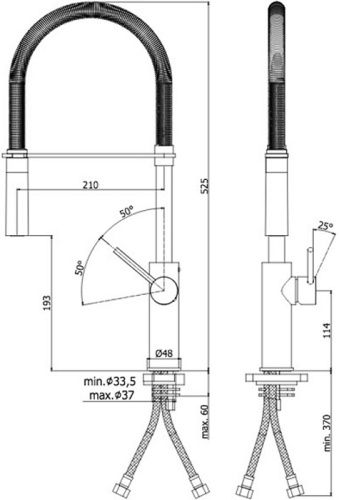 Смеситель для кухни Paffoni Light LIG179CRNO на мойку хром/черный - фото 2