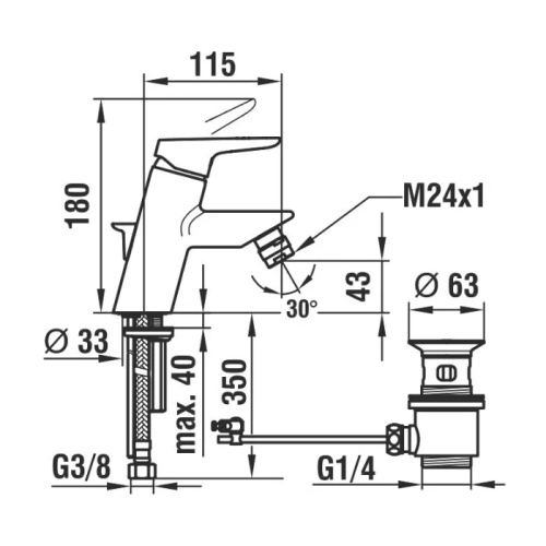 Смеситель Laufen General items G00 3.4150.1.004.111.1 на биде хром - фото 2