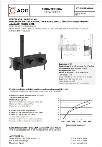 Душевой комплект AQG Urban 19URBER23105 настенный - фото 2