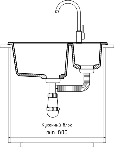 Кухонная мойка Granfest Quadro Q-610K песочный 61х50 цвет бежевый поверхность матовая - фото 4