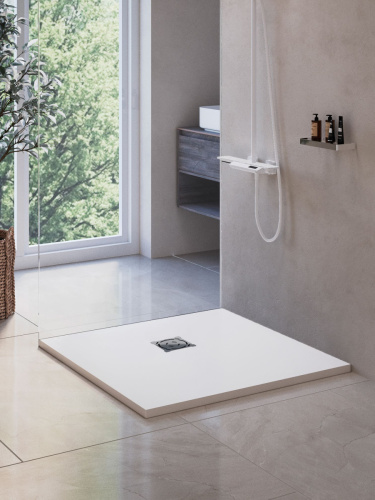 Душевой поддон из искусственного камня RGW Stone Tray (Стоун Трей) 16152010-01 100х100 белый без ножек - фото 3