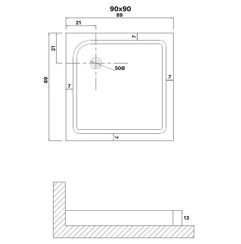 Душевой поддон Niagara Eco NG-P9090-14Q 90х90 ABS-пластик белый с ножками - фото 2