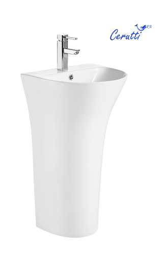 Раковина из сантехнического фарфора Cerutti SPA CT7832 48х42 напольная цвет белый 1 отверстие под смеситель - фото 2