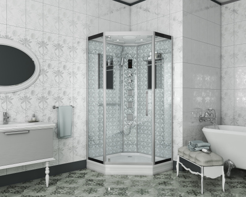 Душевая кабина Niagara Luxe 7717W 100х100 трапеция с крышей ориентация универсальная - фото 2