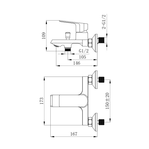 Смеситель для ванны Tokito AMA TOK-AMA-1014 настенный хром - фото 5