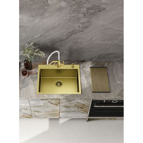 Кухонная мойка Raglo R700 R700.5050.03 50х50 цвет золотой сатин поверхность матовая - фото 4