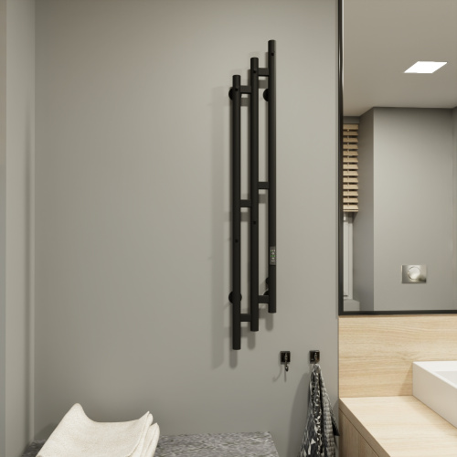 Полотенцесушитель Altasan Бриз Бриз12017ЧМ подвесной 17х121 электрический черный муар - фото 4