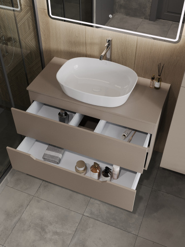 Тумба с раковиной Orange Line Li-100TuLMDF+B08-500W 101х46х68 - фото 4