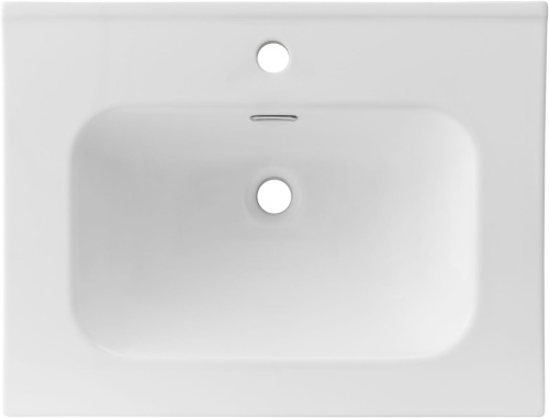 Раковина керамическая Aquanet Flat 00330429 61х47 полувстраиваемая цвет белый 1 отверстие под смеситель - фото 2