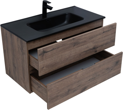 Тумба под раковину Aquanet Алвита New 00334187 90х46х51 подвесная цвет коричневый - фото 2