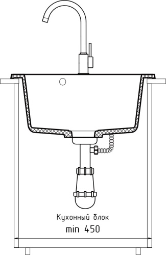 Кухонная мойка Granfest Rondo R-510 черный 51х51 цвет черный поверхность матовая - фото 4