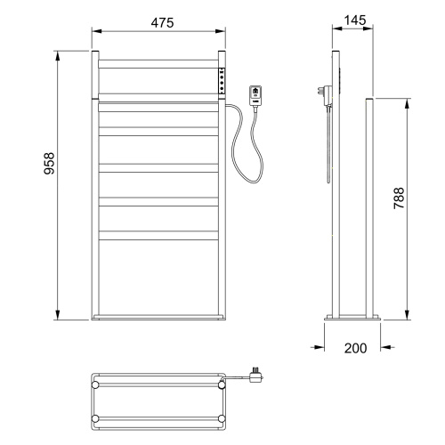 Полотенцесушитель Wonzon & Woghand Essen WW-A407-GM 48х96 электрический графит - фото 2