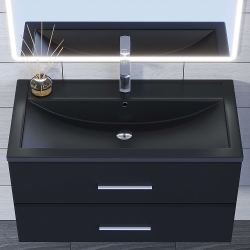 Раковина кварцевая Uperwood Foster Quartz 291030043 90х46 полувстраиваемая цвет черный - фото 4