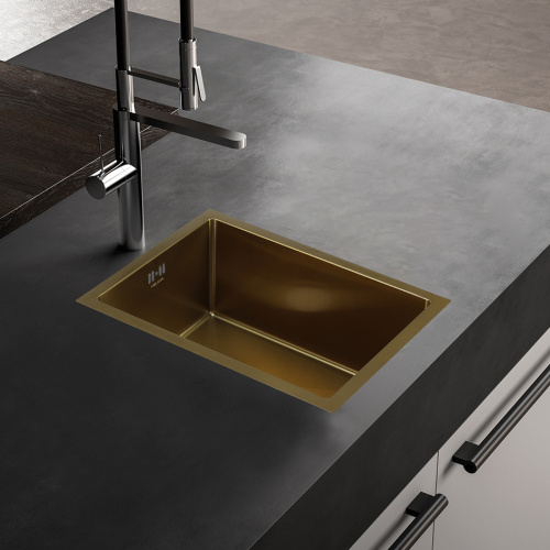 Кухонная мойка Melana ProfLine D5138HG золото 51х38 цвет золото поверхность матовая - фото 3