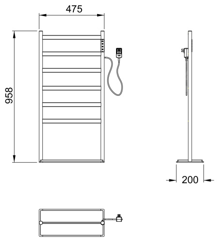 Полотенцесушитель Wonzon & Woghand Essen WW-A406-MB 48х96 электрический черный - фото 5
