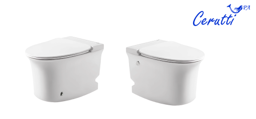 Унитаз приставной Cerutti SPA CT10200 белый с сиденьем микролифт безободковый импульсный смыв - фото 3