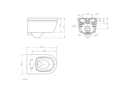 Чаша унитаза подвесная Arrow AHB2105H цвет белый без сиденья безободковая каскадный смыв - фото 5