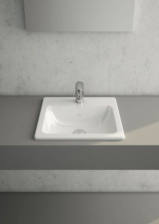 Раковина из сантехнического фарфора Vitra S20 5465B003-0001 60х50 накладная цвет белый 1 отверстие под смеситель