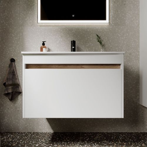 Тумба под раковину Sancos Smart SM80W 80х50 подвесная цвет белый - фото 4