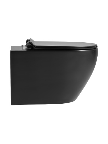 Унитаз подвесной Agger AT03144 черный матовый с сиденьем микролифт каскадный смыв - фото 4
