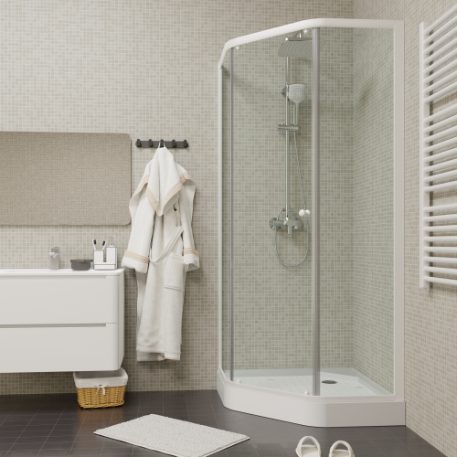 Душевой уголок Parly ZEP91 90х90 стекло прозрачное профиль белый с поддоном - фото 4