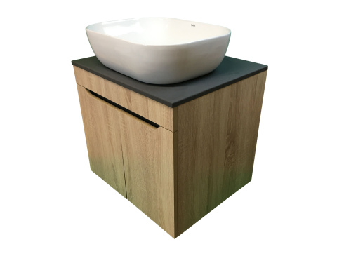 Тумба с раковиной Sintesi STL.W7023_SIN-LVB-APP-403 60х55х50 подвесная цвет темно-серый/коричневый/белый - фото 3