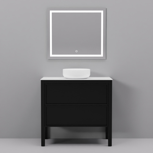 Тумба с раковиной+зеркало Art Decco Elisa (Элиса) AES09F78S3M0 90x45x85 напольная цвет черный дуб - фото 2